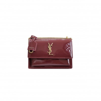 YSL SUNSET MEDIUM IN PATENT LEATHER 422906 (22*16*8cm)